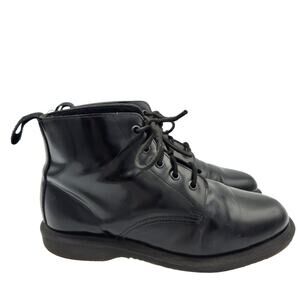 Dr Martens Emmeline Black Smooth Leather Lace-Up Ankle Boot US 8 Polished Womens